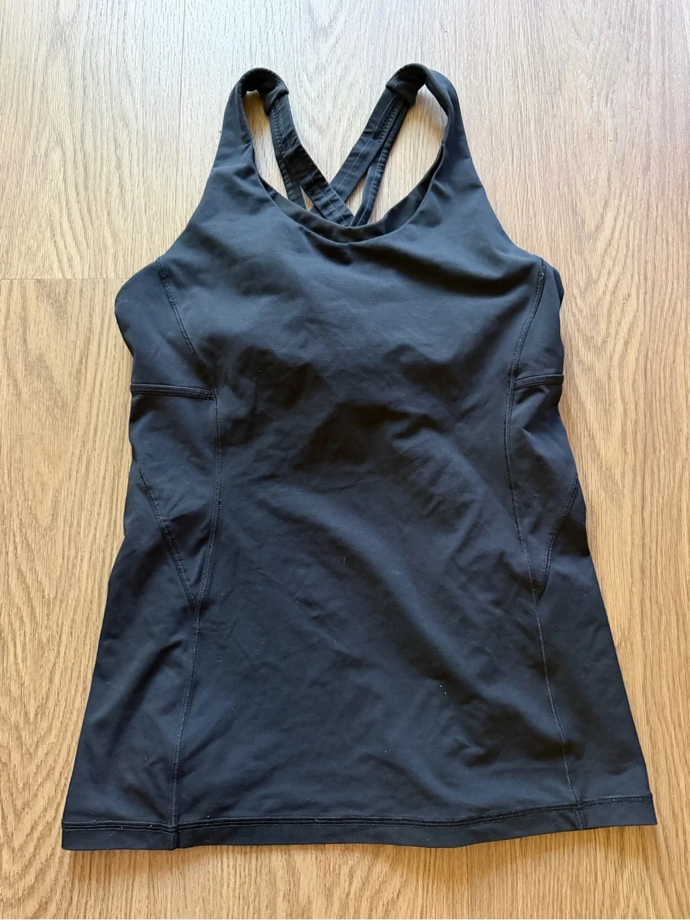 Lululemon Black Cross Back Built-In Bra Athletic Tank